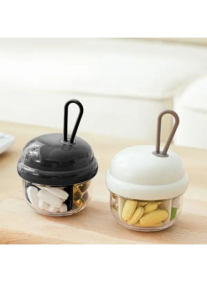White Portable Pill Organizer With 4 Compartments Transparent Medicine Storage Box For Travel - Image 2